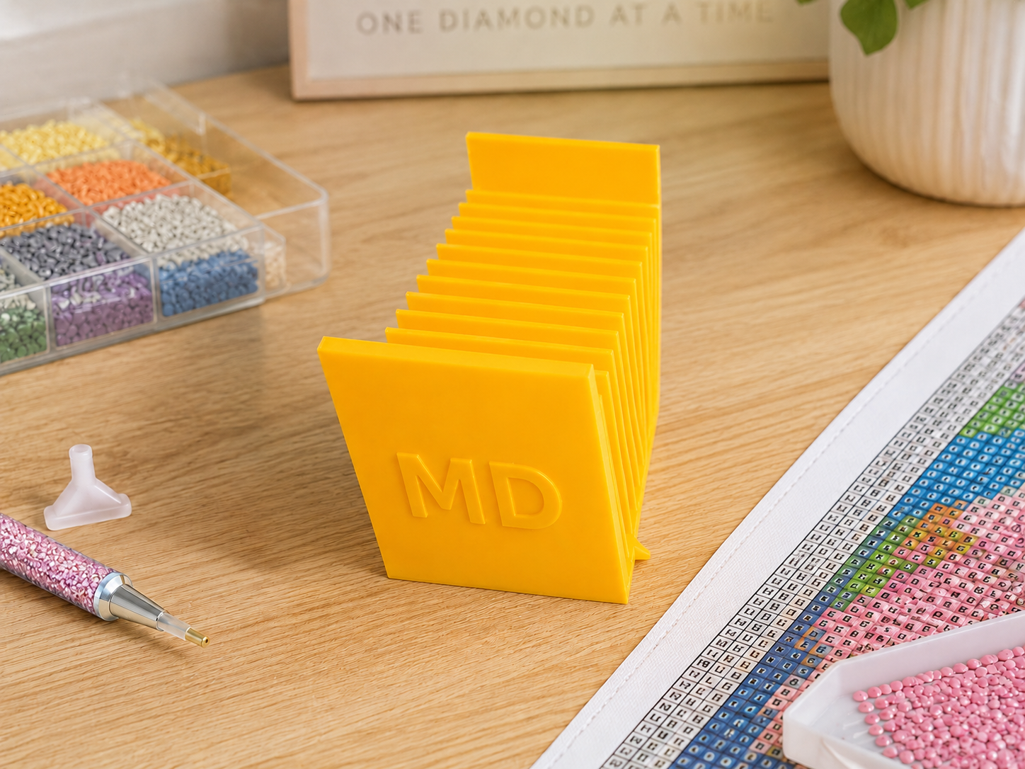 Diamond Art Drill Packet Tray — 12-Slot Tilted Organizer, 3D Printed In-Studio | Single Tray