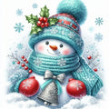 Cozy Snowman & Holly Berries — Full Drill Diamond Painting Kit (45×60cm)