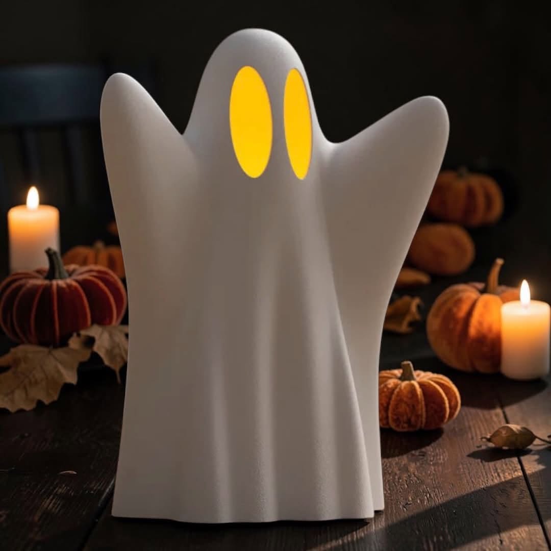 Ghost Votive Holder — 3D Printed Halloween Candle Holder, LED Candle & Batteries Included