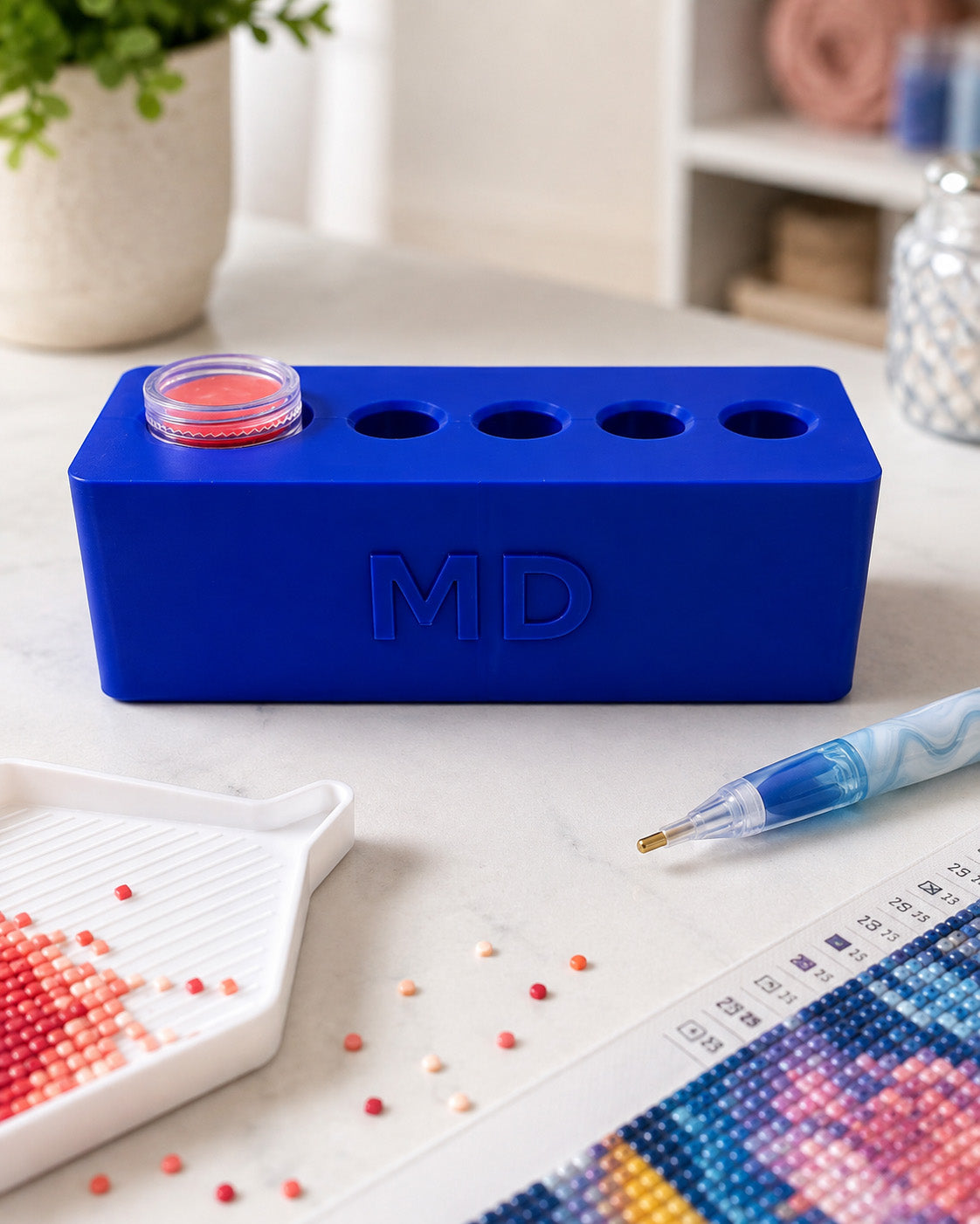 Mindful Diamonds Drill Pen Station — 4 Resin-Pen Sockets + Wax Well