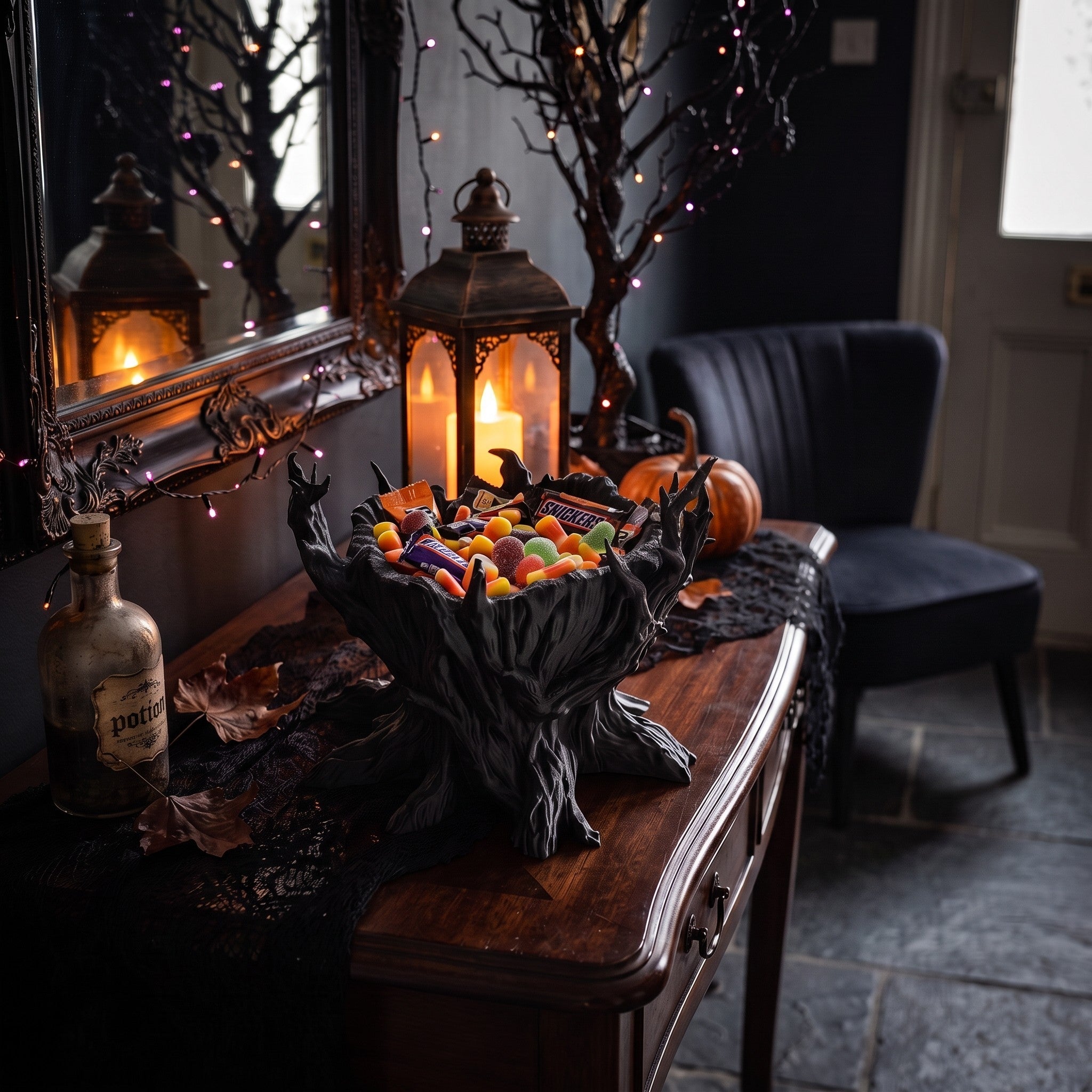 Gnarled Tree Candy Bowl — 3D Printed Halloween Treat Holder with Twisted Branches