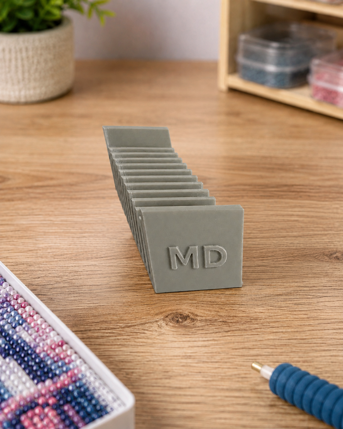 Diamond Art Drill Packet Tray — 12-Slot Tilted Organizer, 3D Printed In-Studio | Single Tray