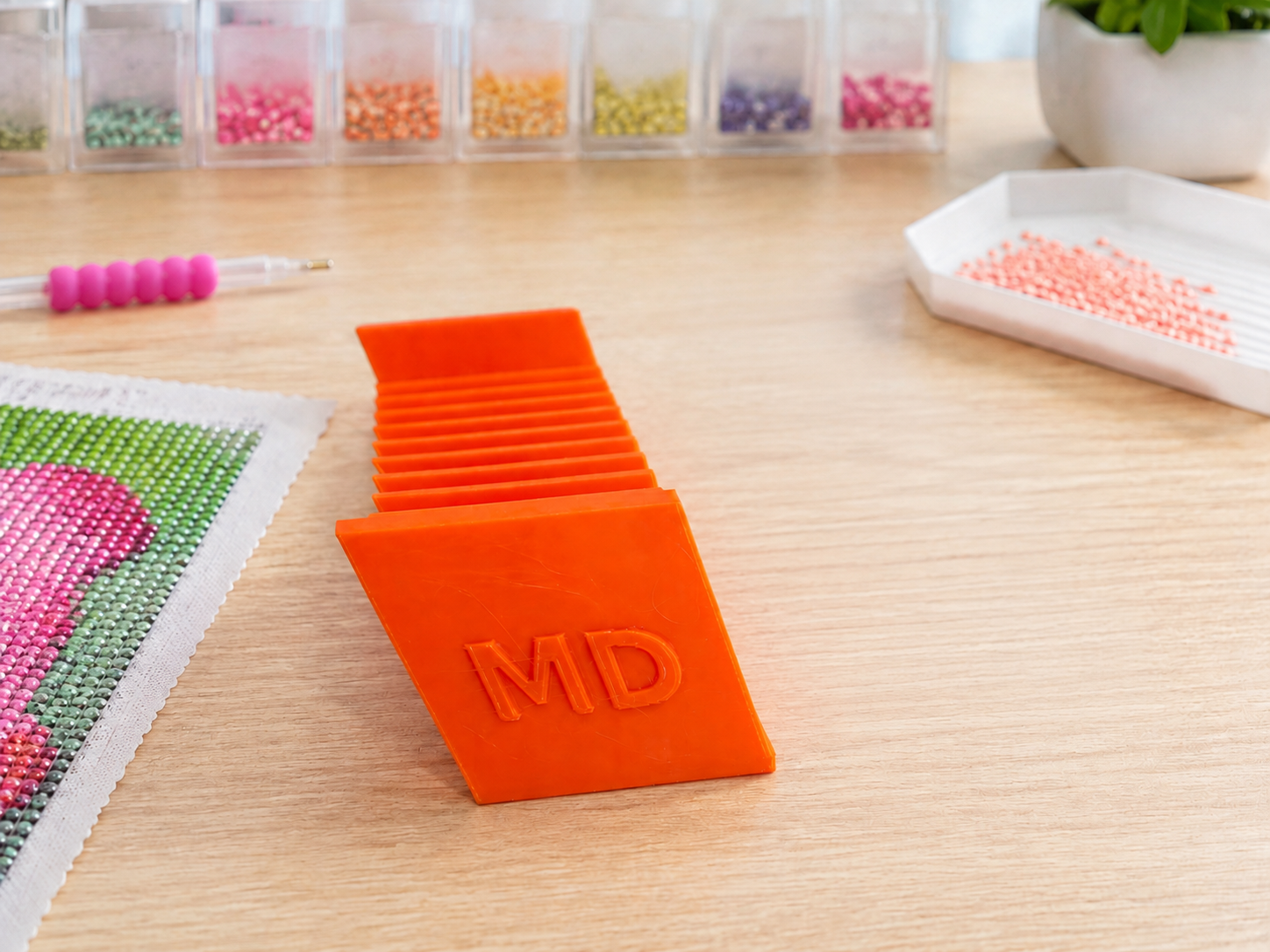 Diamond Art Drill Packet Tray — 12-Slot Tilted Organizer, 3D Printed In-Studio | Single Tray