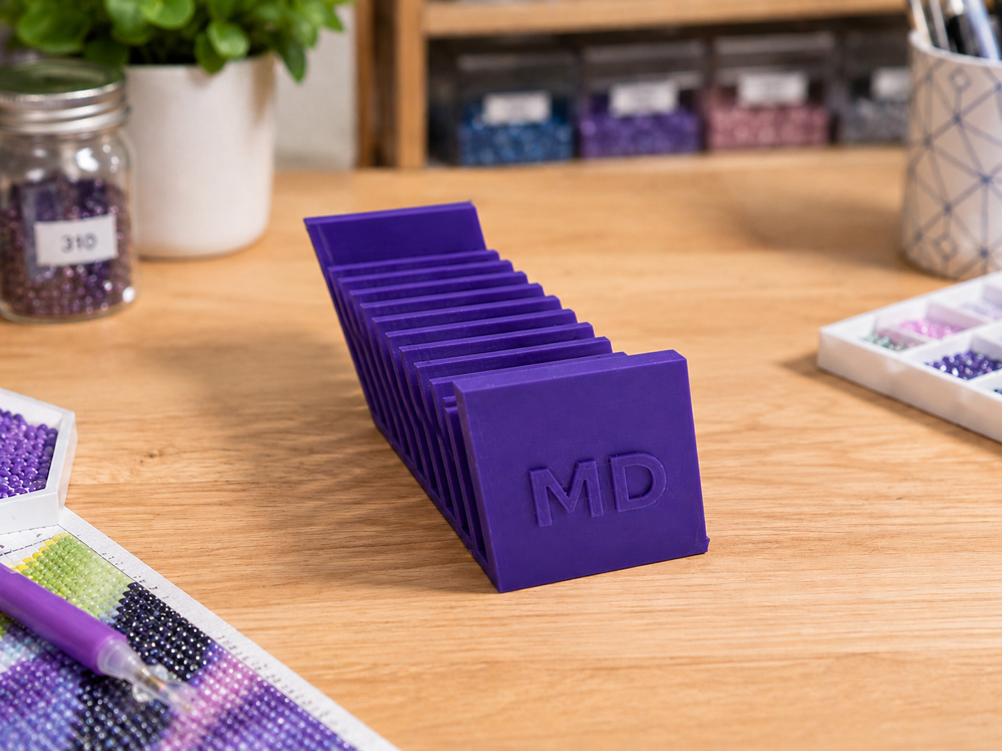 Diamond Art Drill Packet Tray — 12-Slot Tilted Organizer, 3D Printed In-Studio | Single Tray