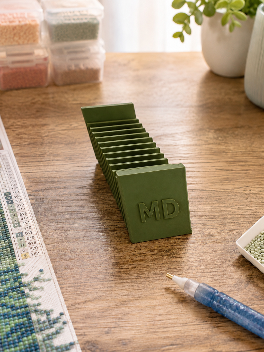 Diamond Art Drill Packet Tray — 12-Slot Tilted Organizer, 3D Printed In-Studio | Single Tray