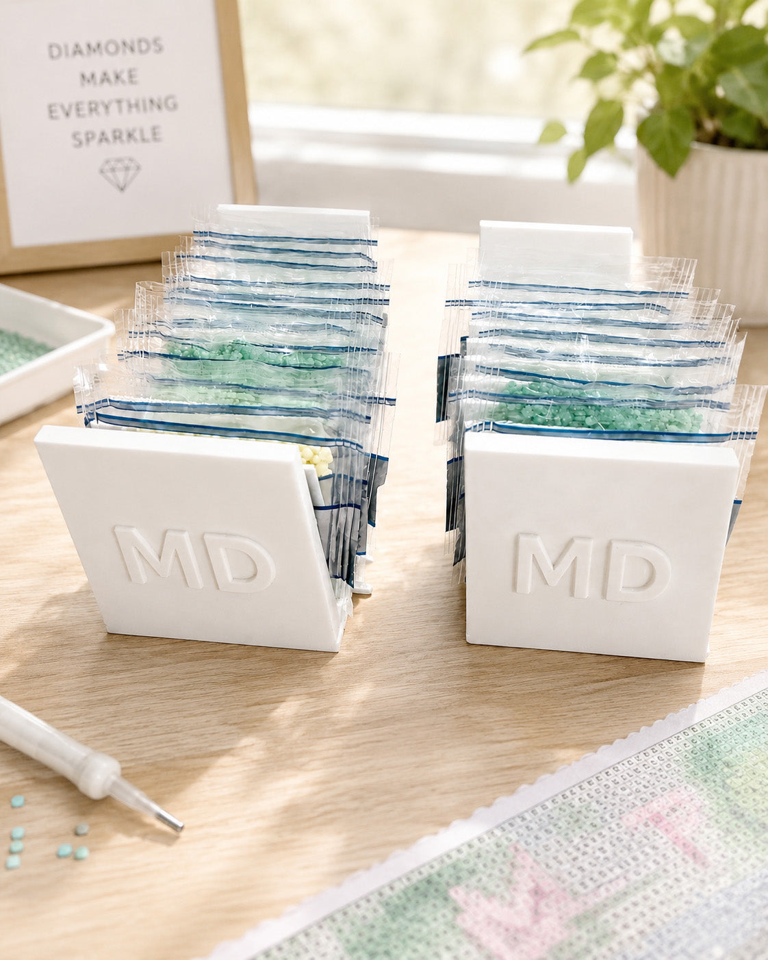 Diamond Art Drill Packet Tray — 12-Slot Tilted Organizer, 3D Printed In-Studio | 2 Trays