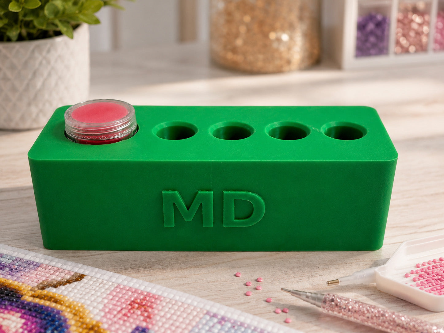 Mindful Diamonds Drill Pen Station — 4 Resin-Pen Sockets + Wax Well