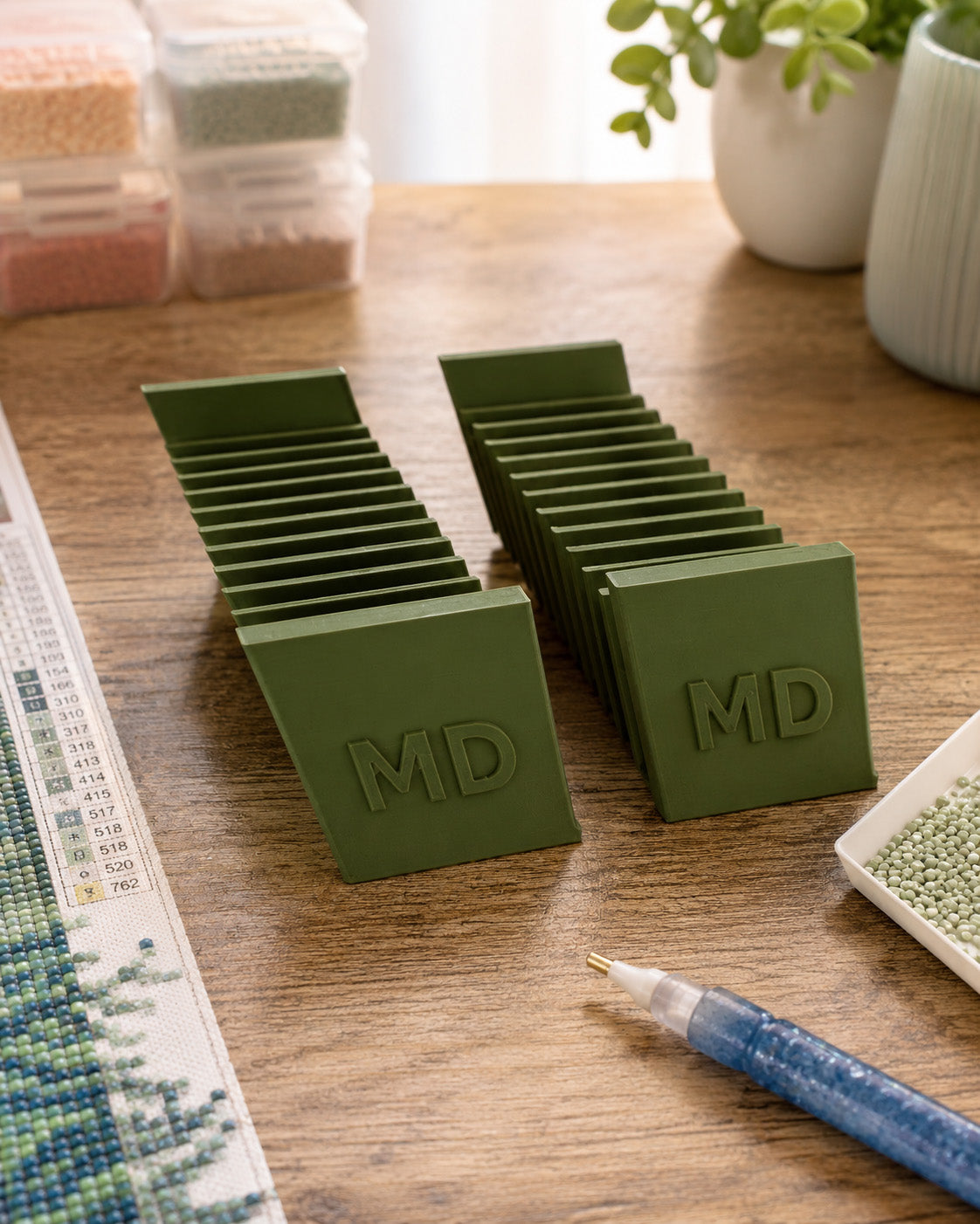 Diamond Art Drill Packet Tray — 12-Slot Tilted Organizer, 3D Printed In-Studio | 2 Trays