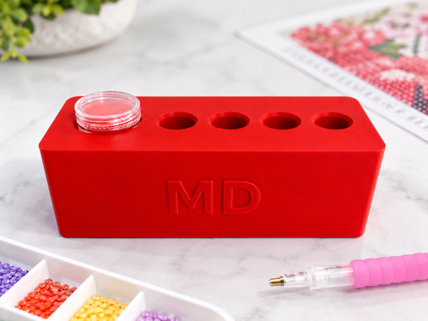 Mindful Diamonds Drill Pen Station — 4 Resin-Pen Sockets + Wax Well