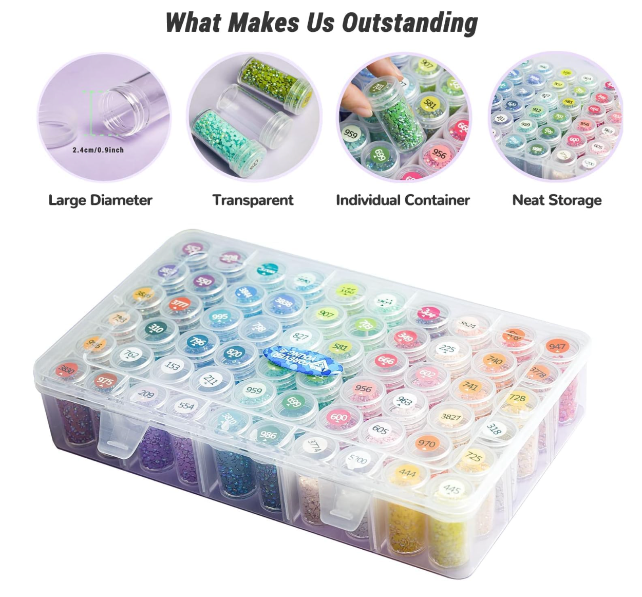 Diamond Painting Storage Containers, 1 Pack 60 Grids Bead Organizer and Diamond Painting Labels