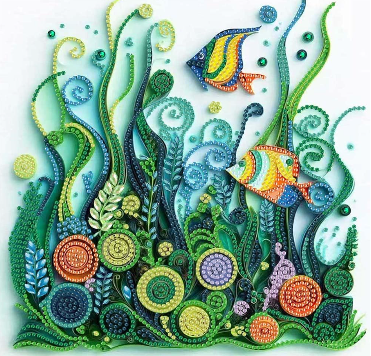Fish Seaweed Diamond Art Kits for Adults,DIY Specail Shape Diamond Painting Kit 12 x 12inch
