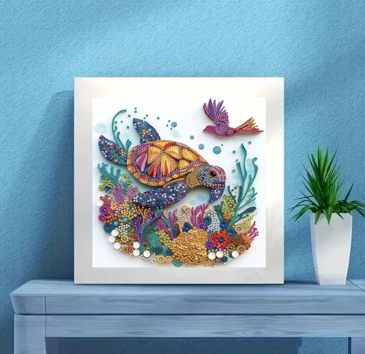 Sea Turtle Diamond Painting Kits for Adults,5D Special Shape Diamond Art 12 X 12 inch