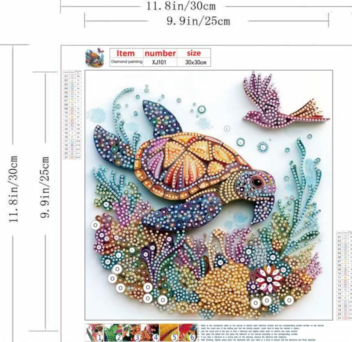 Sea Turtle Diamond Painting Kits for Adults,5D Special Shape Diamond Art 12 X 12 inch