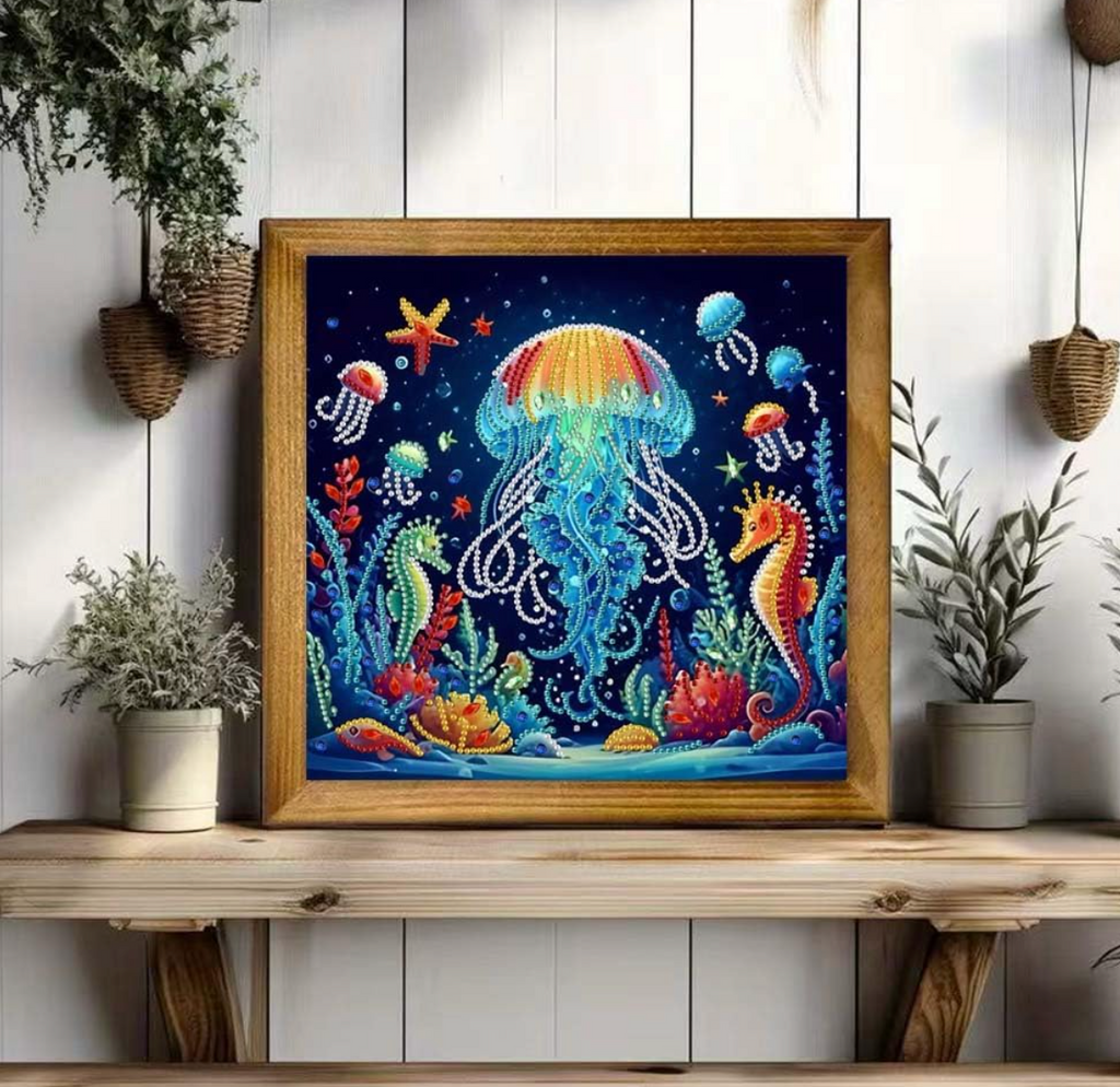 Jellyfish Special Shape Diamond Art Kits for Adults,5D Diamond Painting Kit 11.8 X 11.8inch