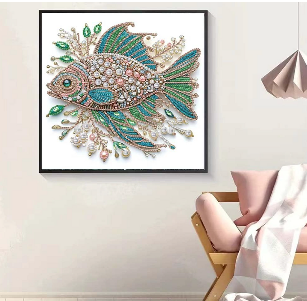 Fish Animal Special Shape Diamond Art Kits for Adults,5D Diamond Painting Kit 11.8 X 11.8inch