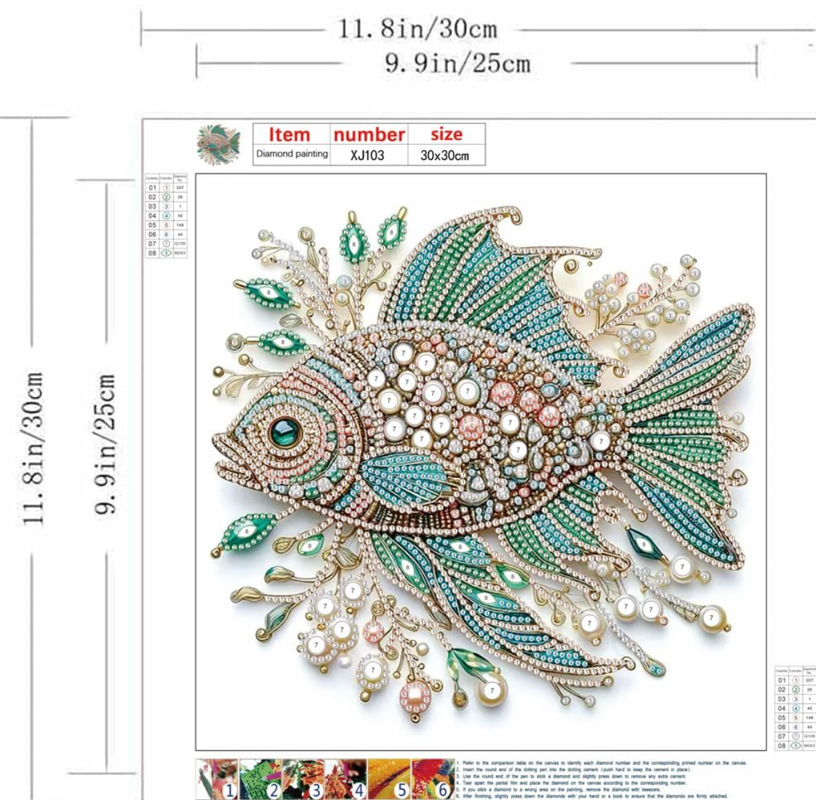 Fish Animal Special Shape Diamond Art Kits for Adults,5D Diamond Painting Kit 11.8 X 11.8inch