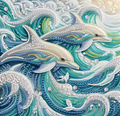 Dolphin Animal Special Shape Diamond Art Kits for Adults,5D Diamond Painting Kits for Adults Beginners 12×12inch