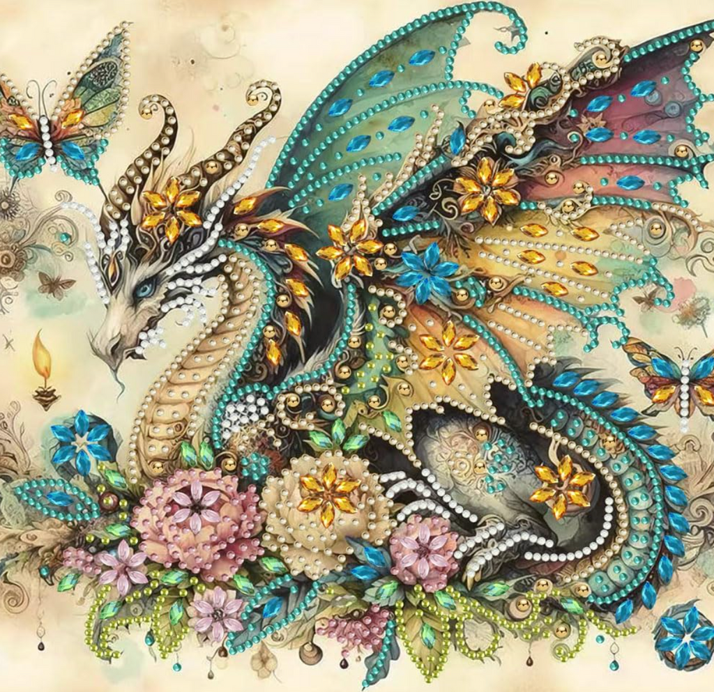 Dragon 2 Special Shape Diamond Art Kits for Adults,5D Diamond Painting Ki 11.8 X 11.8inch