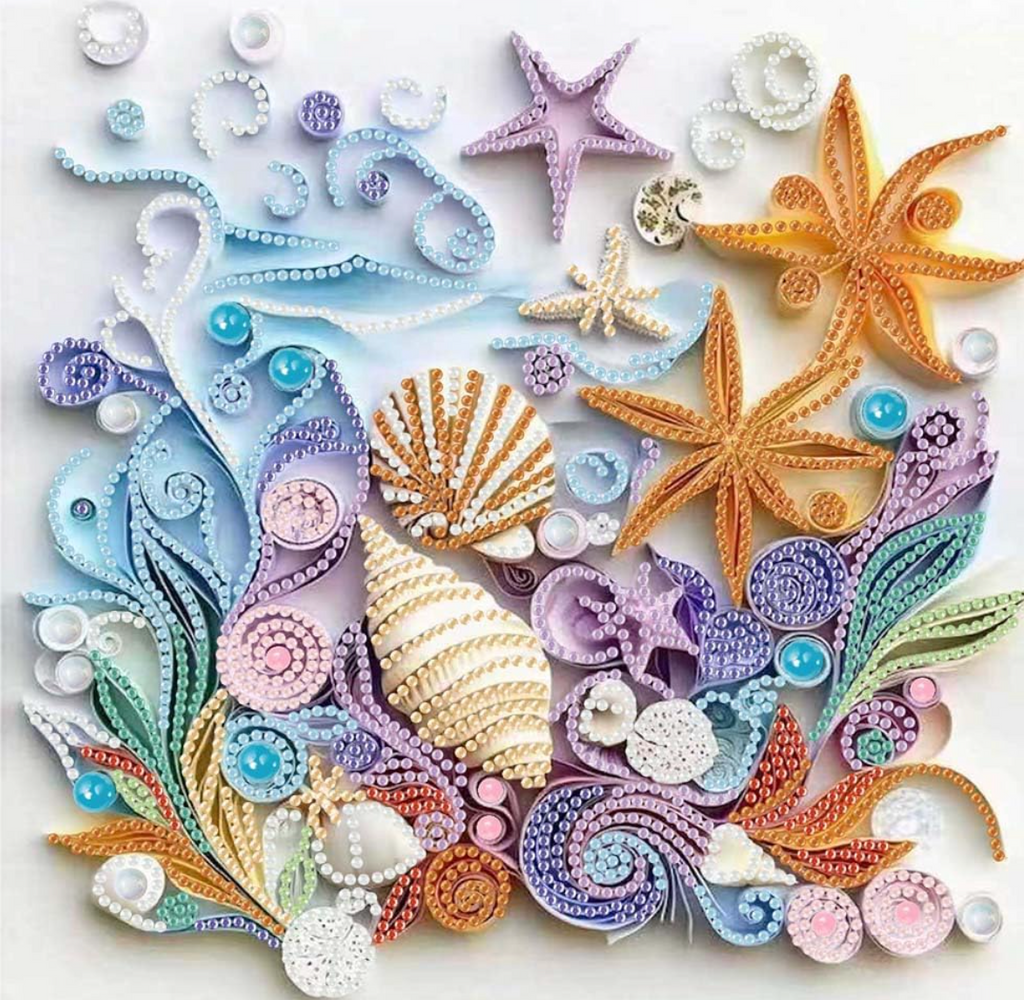 Shell Starfish Diamond Art Kits for Adults,DIY Specail Shape Diamond Painting Kit 12x12 Inch