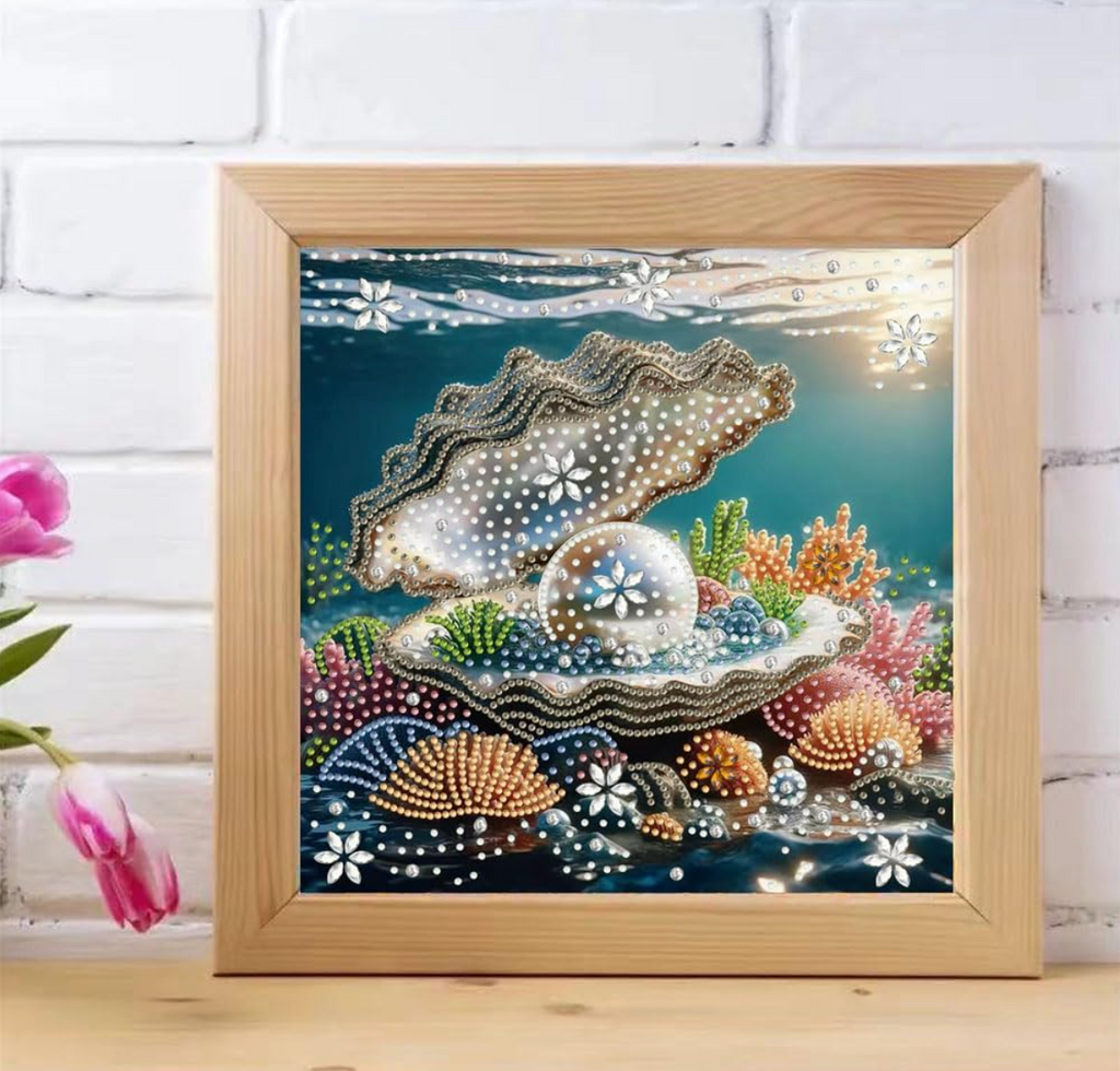 Shell Pearls Special Shape Diamond Art Kits for Adults,5D Diamond Painting Kit 11.8 X 11.8inch