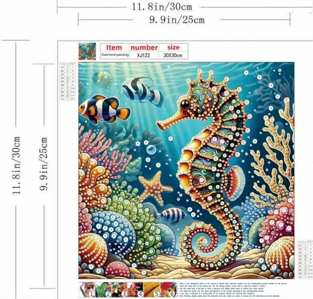 Seahorse Coral Reef Special Shape Diamond Art Kit 11.8 X 11.8inch