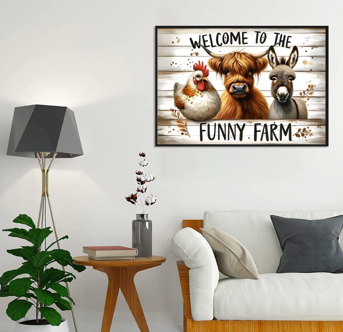 Welcome To The Funny Farm Square Diamond Art Kits for Adults-Animal Farm Square Drill Diamond Painting 12x16inch