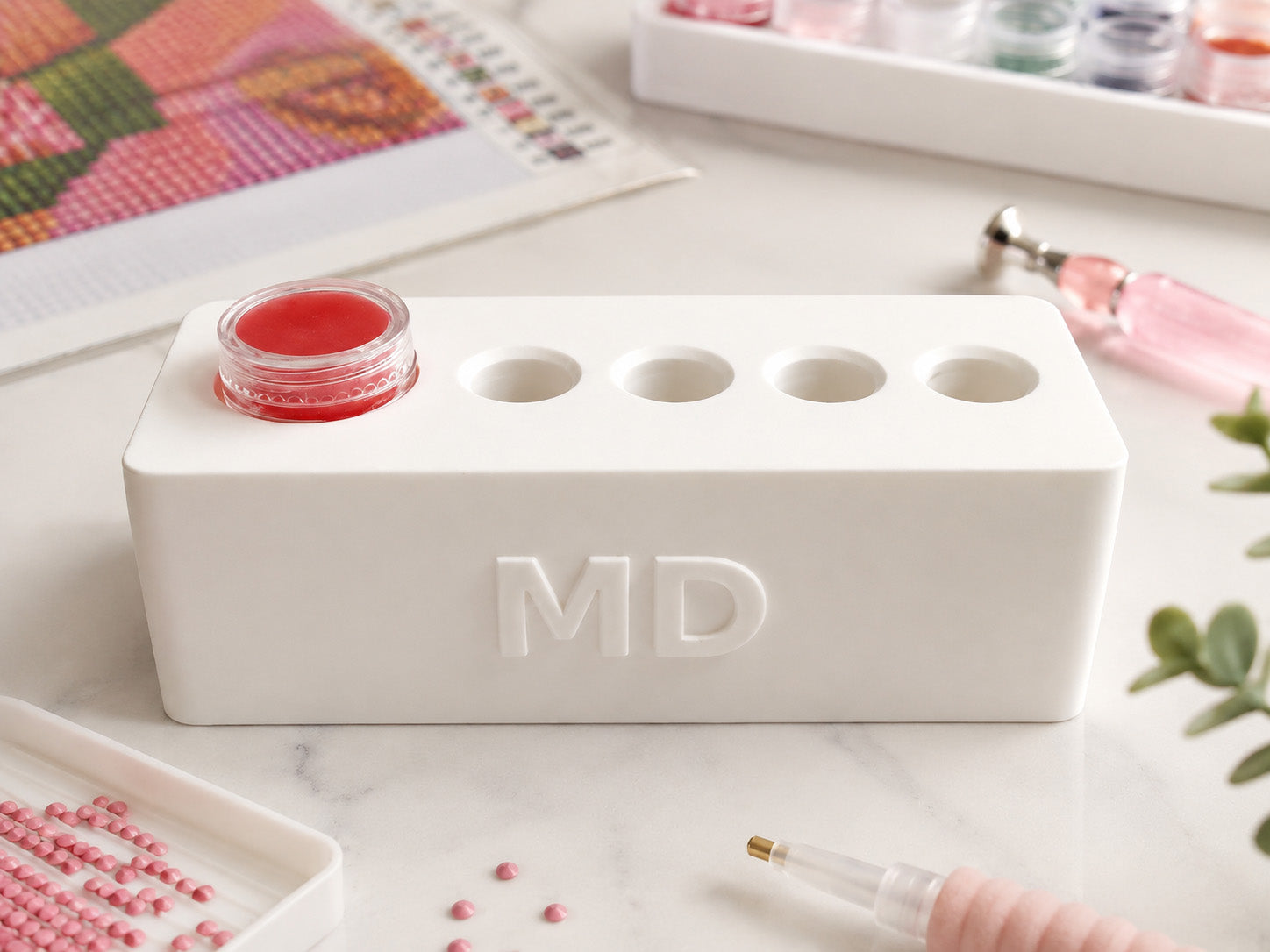 Mindful Diamonds Drill Pen Station — 4 Resin-Pen Sockets + Wax Well