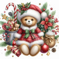 Christmas Teddy Bear Diamond Painting Kit – Cosy Christmas Cub | 45x45cm (18x18in) Full Drill, Round Drill