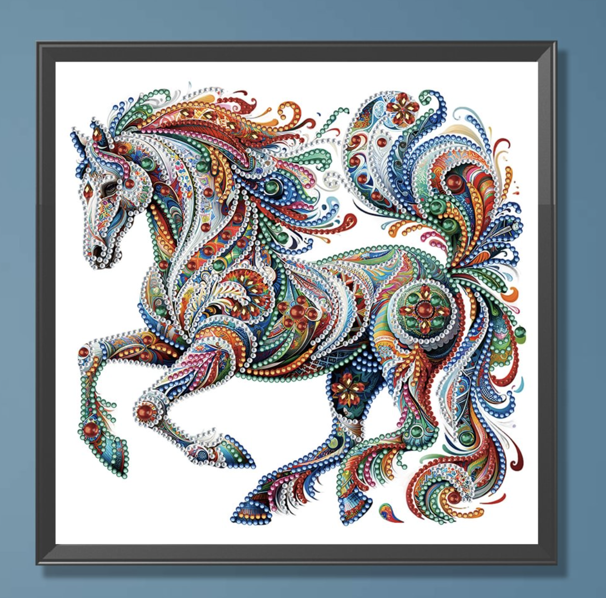 Paisley Horse Diamond Painting Kit – Special-Shape Partial Drill | 30x30cm (12x12in)