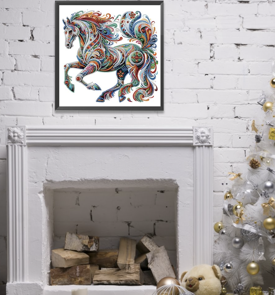 Paisley Horse Diamond Painting Kit – Special-Shape Partial Drill | 30x30cm (12x12in)