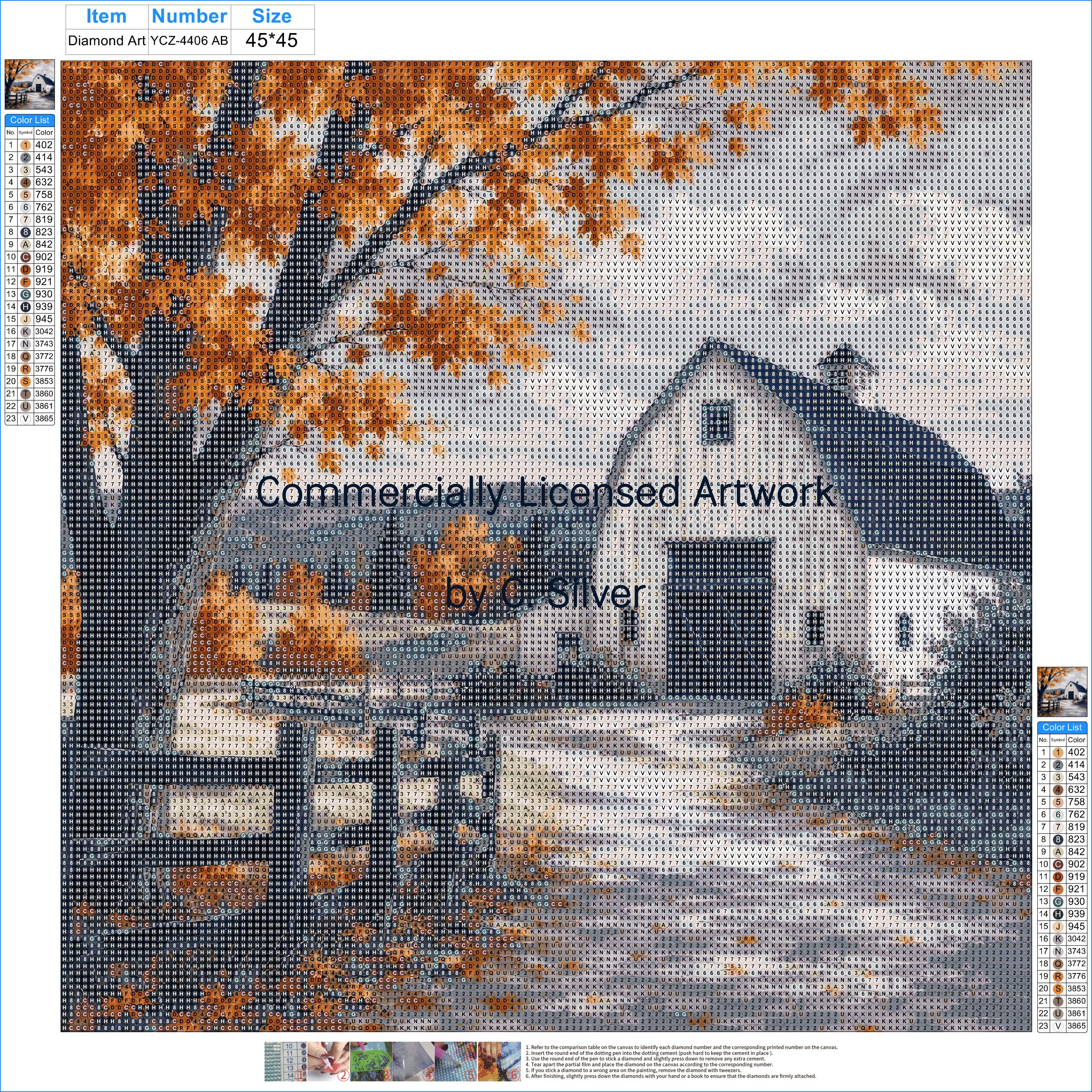 Autumn Maple Barn Diamond Painting Kit – Golden Acres | 45x45cm (18x18in) Full Drill, Round Drill
