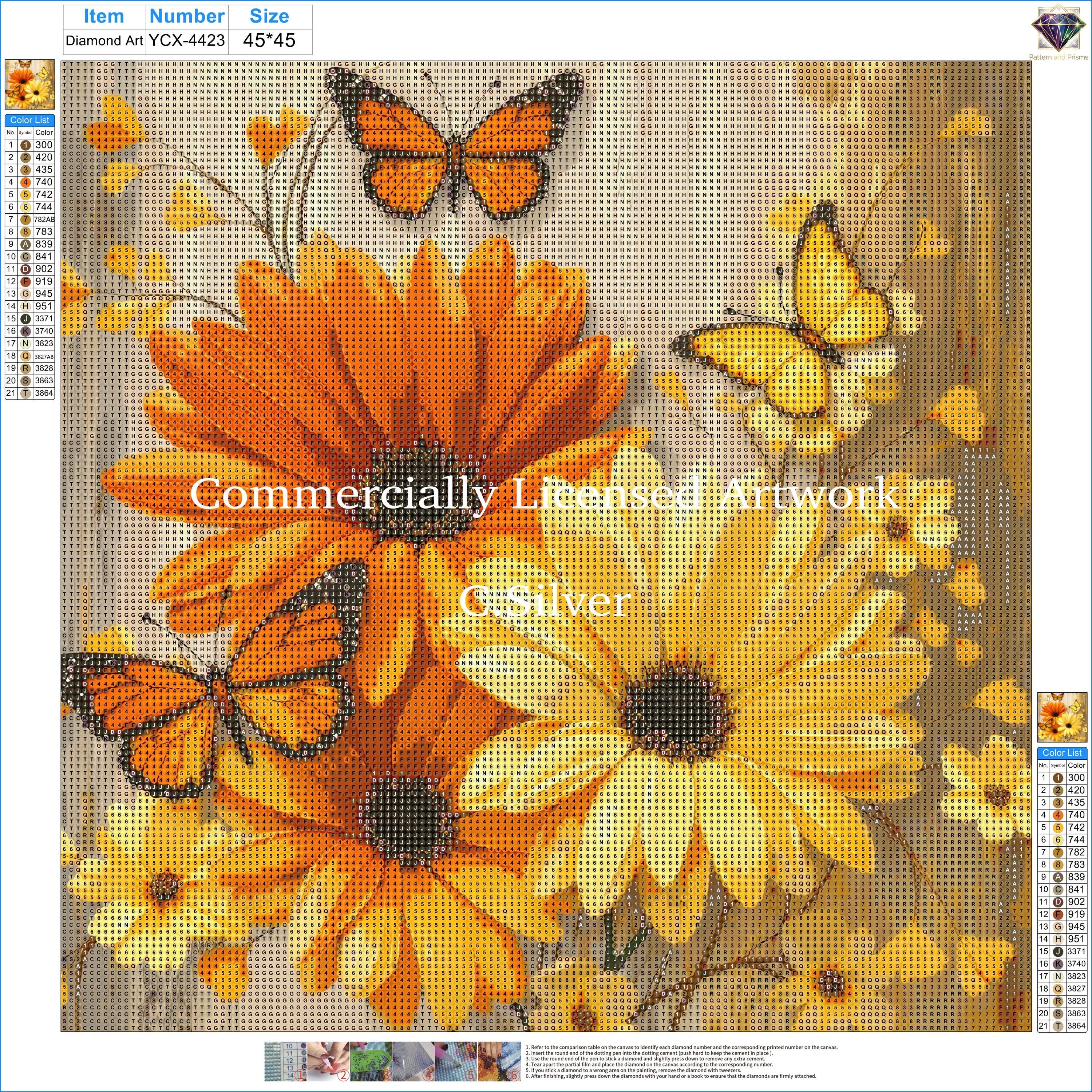 Golden Hour Floral Diamond Painting Kit – Sunny Butterfly Daisy | 45x45cm (18x18in) Full Drill, Round Drill
