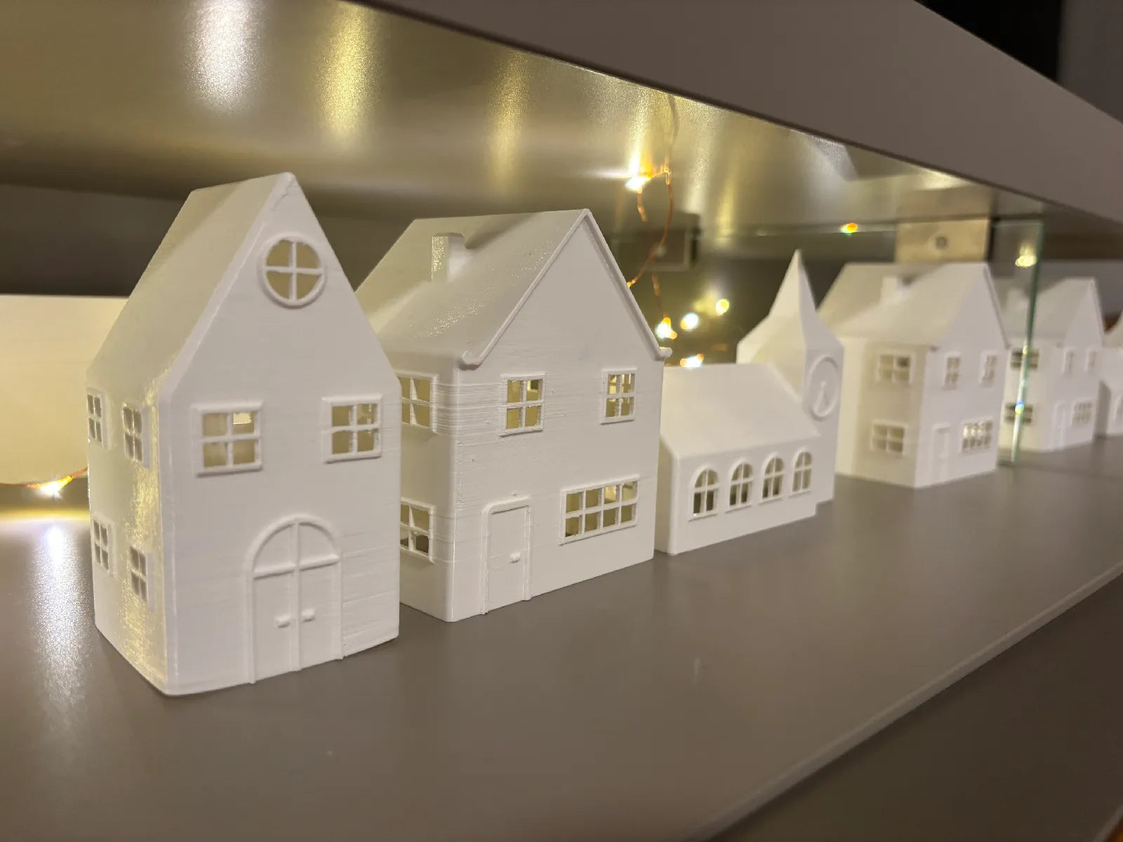 Winter Village Houses — 3D Printed Christmas Village Luminaries in Matte White, Fits Fairy Lights or LED Tealights
