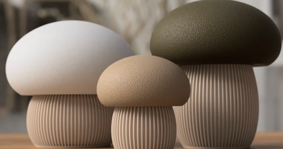 Mushroom Storage Containers — 3D Printed Screw-Top Trinket Jars with Fluted Stems