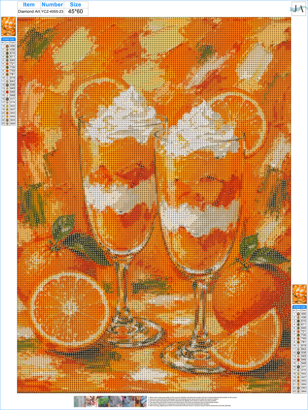 Diamond Painting Kit Orange Cream Parfait, Full Drill Round Diamond Art for Adults, 40x55cm DIY Craft Kit, Kitchen Wall Decor Gift