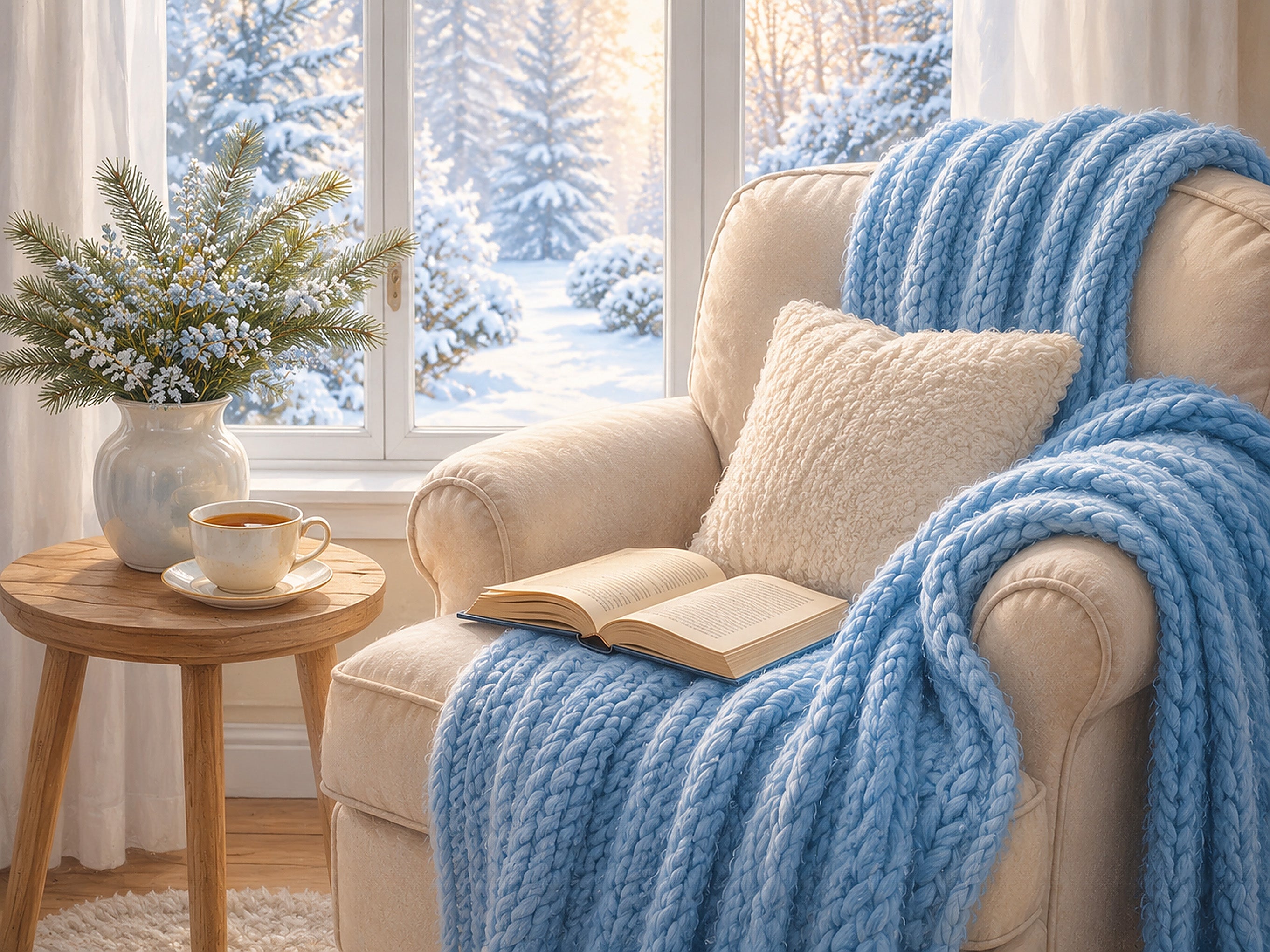 PREORDER — Winter Reading Nook Diamond Painting Kit – Quiet Hours | 40x30cm (16x12in) Full Drill, Round Drill